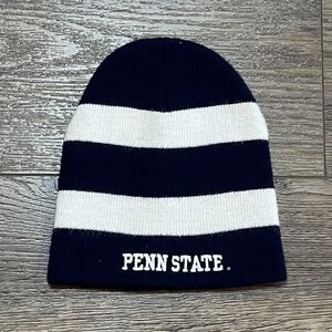 Vintage 90s Penn State Nittany Lions Blue White Striped Beanie Made in USA